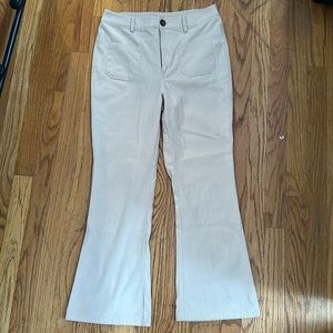 Cream wide, leg, corduroy pants. Medium